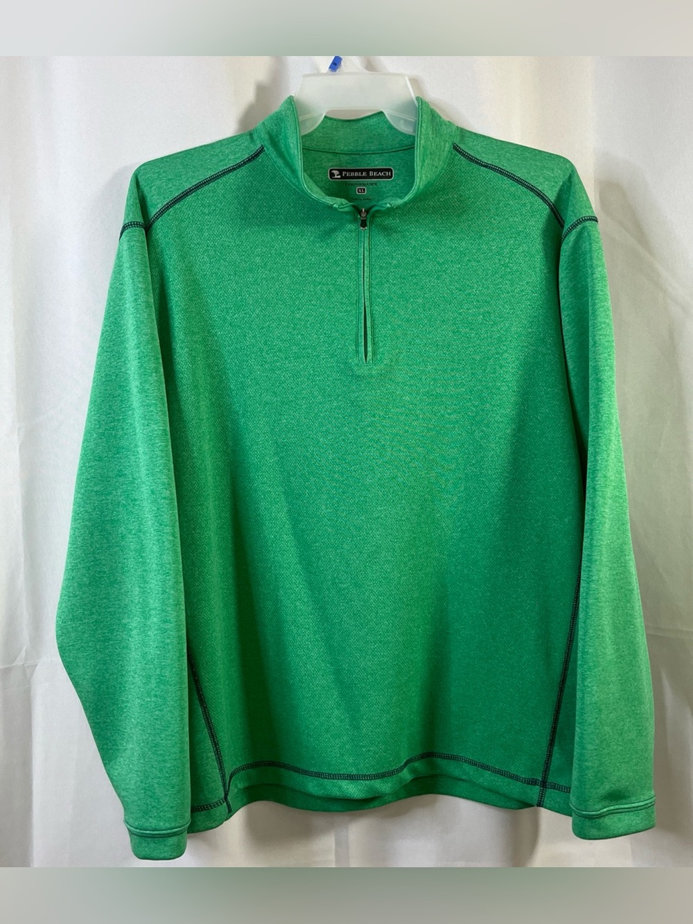 Pebble Beach Shirt Performance Men's Green Long Sleeve Quarter Zip Golf XL
